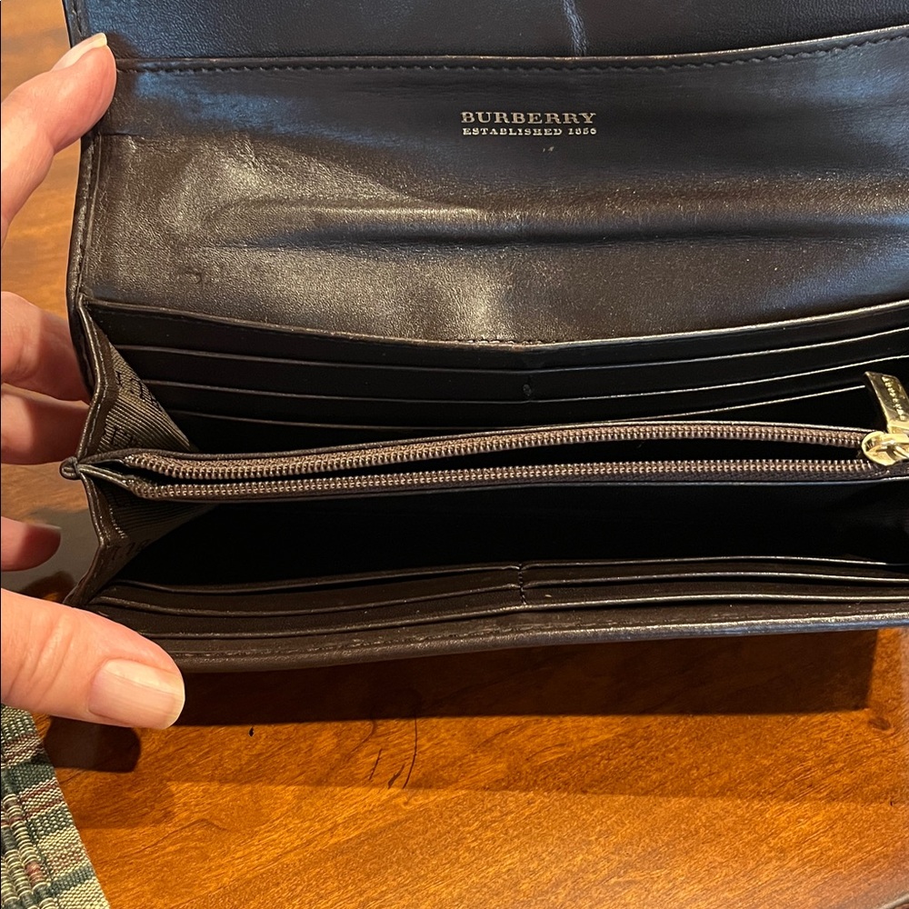 Burberry Beige Check Continental Coated Canvas Wallet / Chocolate Brown Trim - Picture 9 of 14